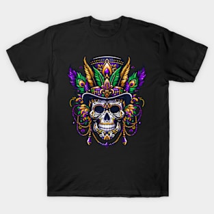 Mardi Gras Skull Top Hat New Orleans Witch Doctor T-Shirt